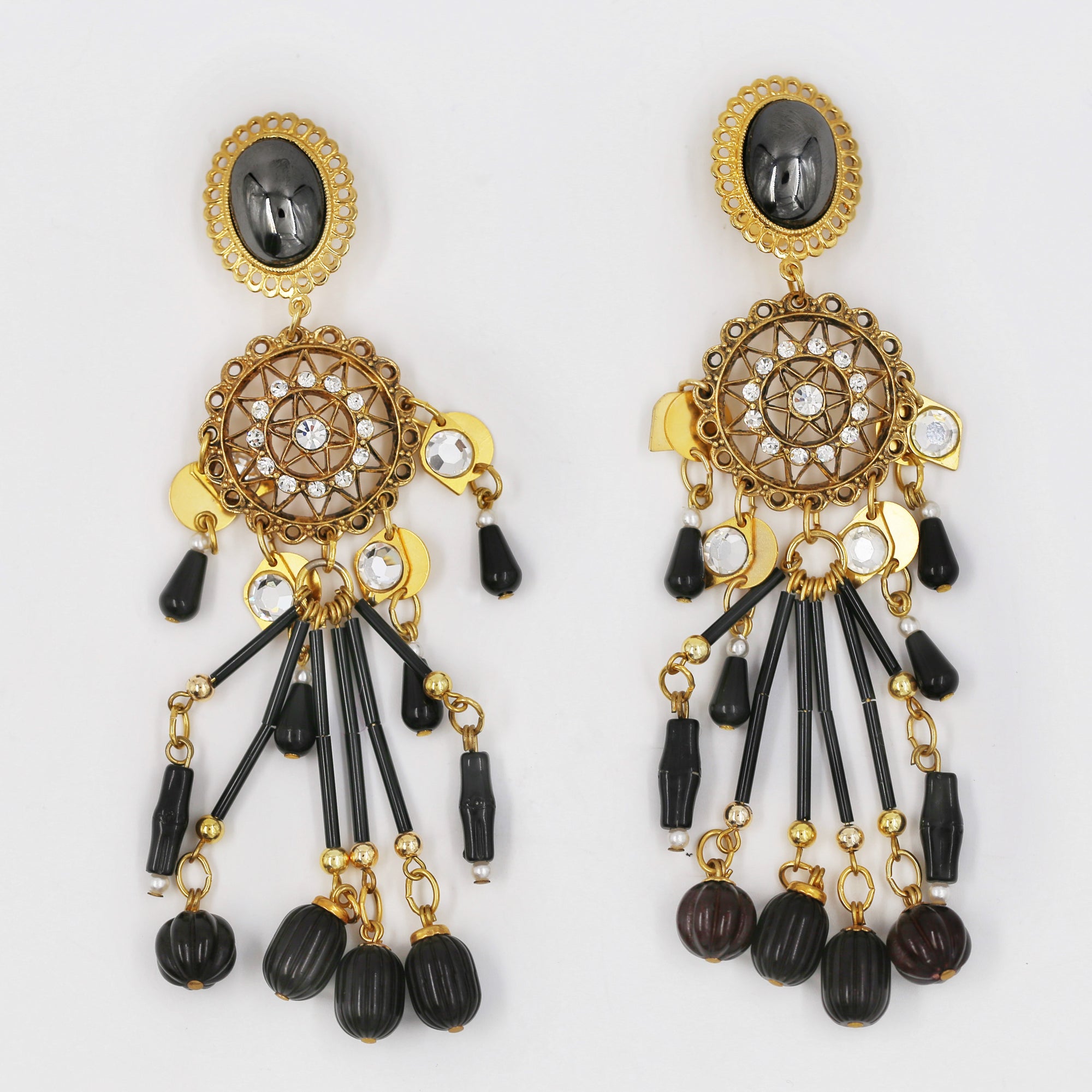 Black handmade beaded clips