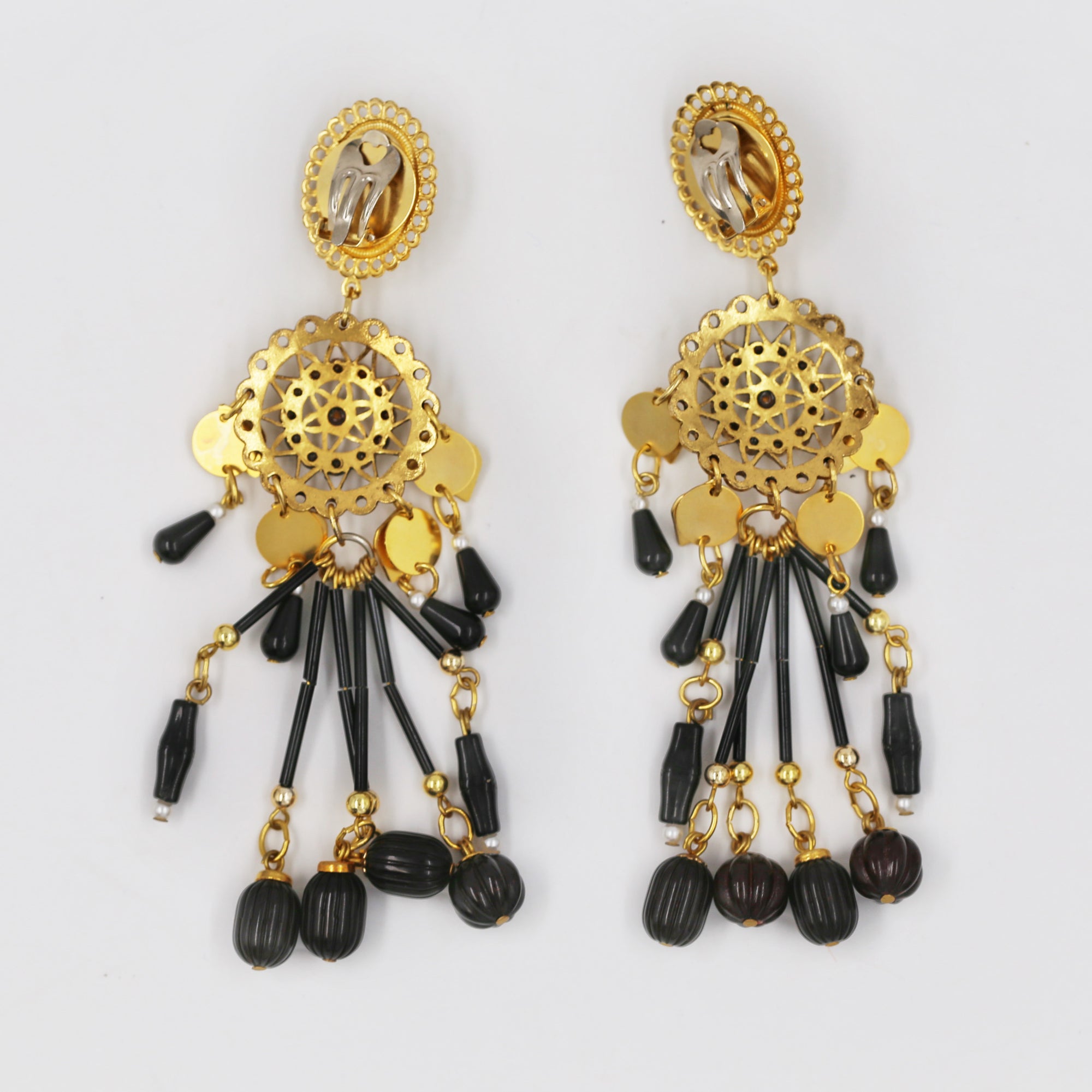 Black handmade beaded clips