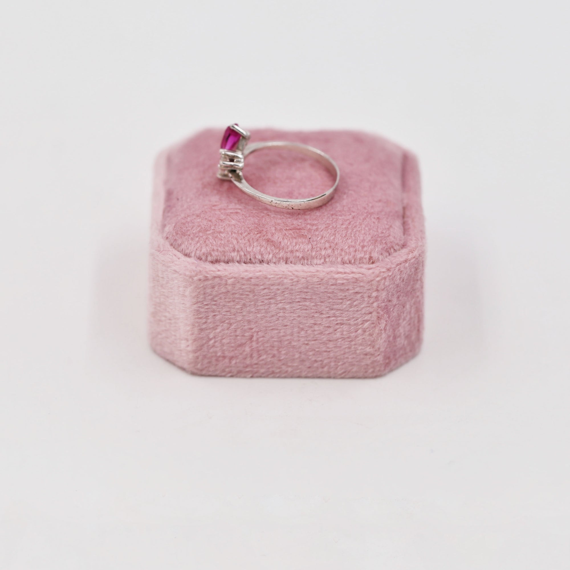 Cute pink and white silver ring