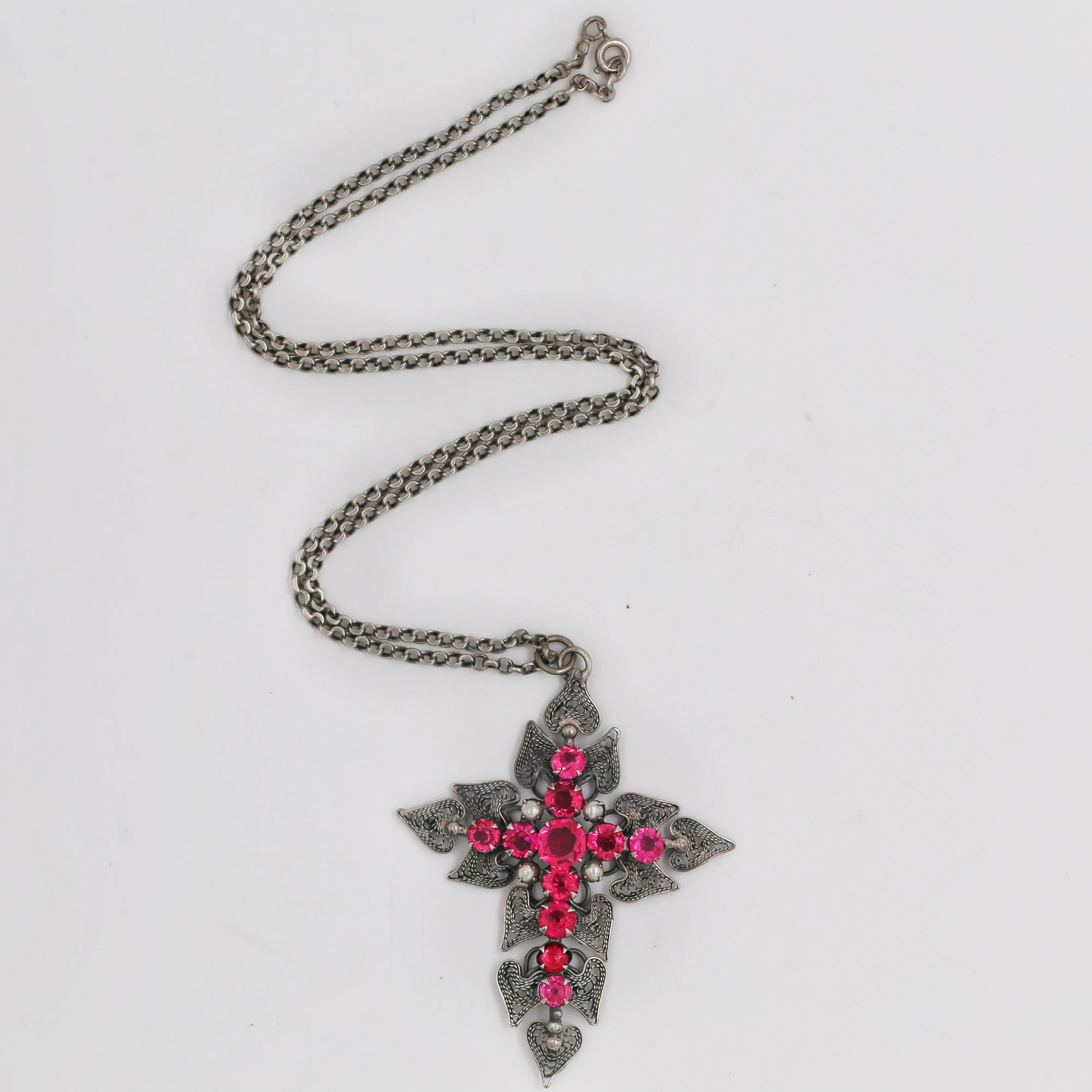 Stunning silver long cross necklace