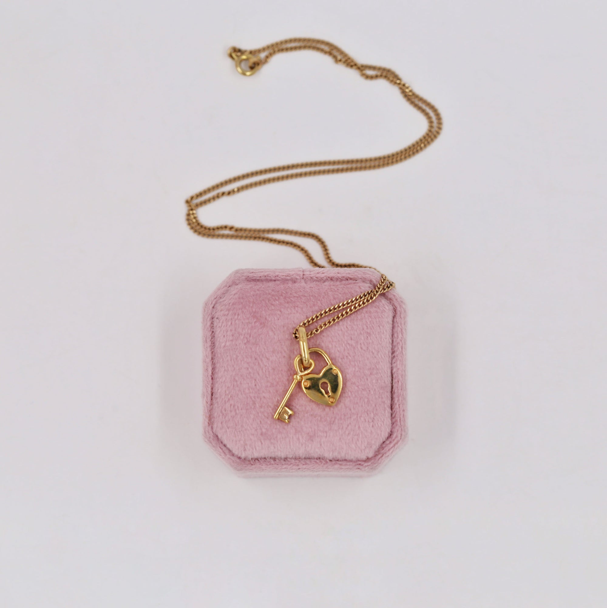 Gold-plated heart lock and key necklace