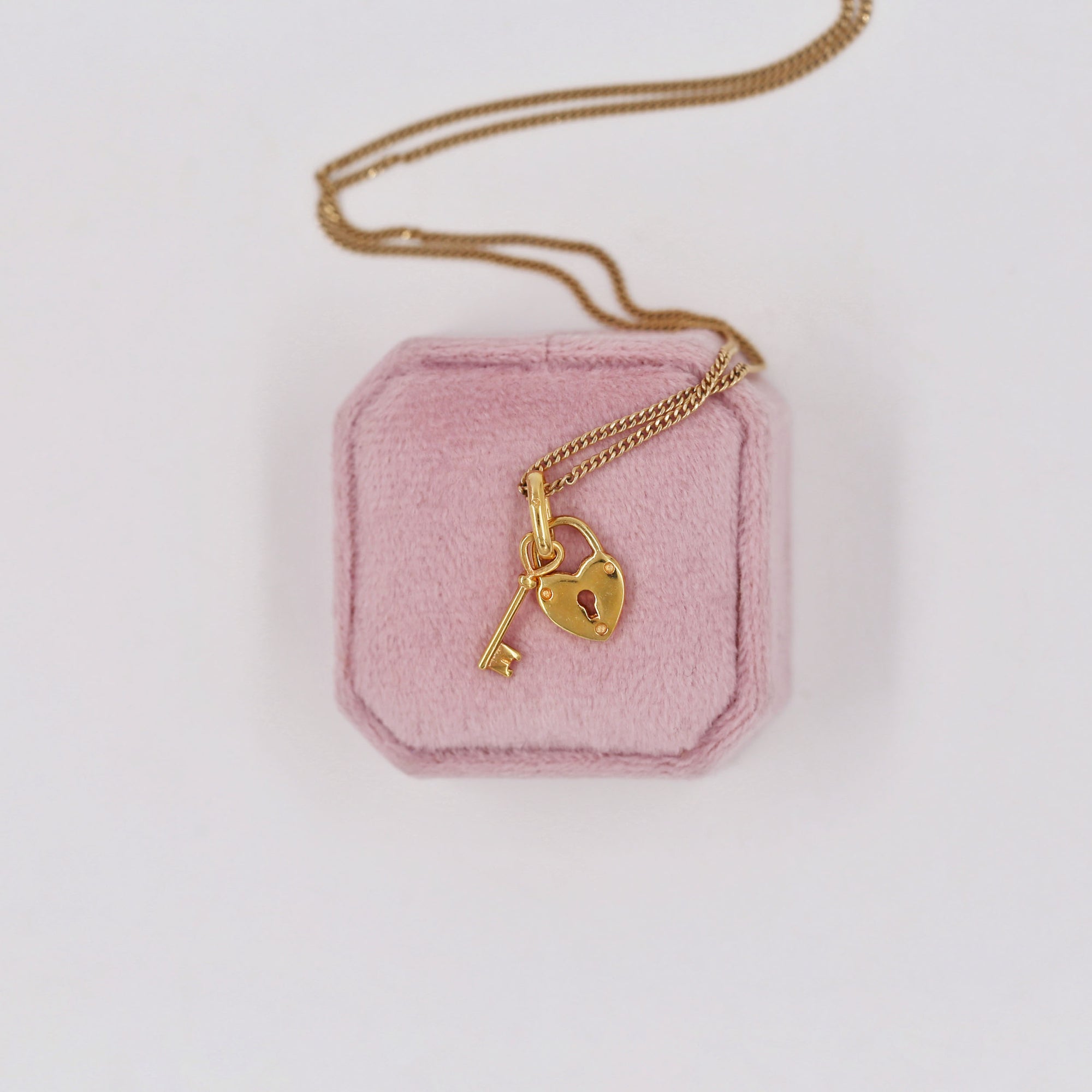 Gold-plated heart lock and key necklace