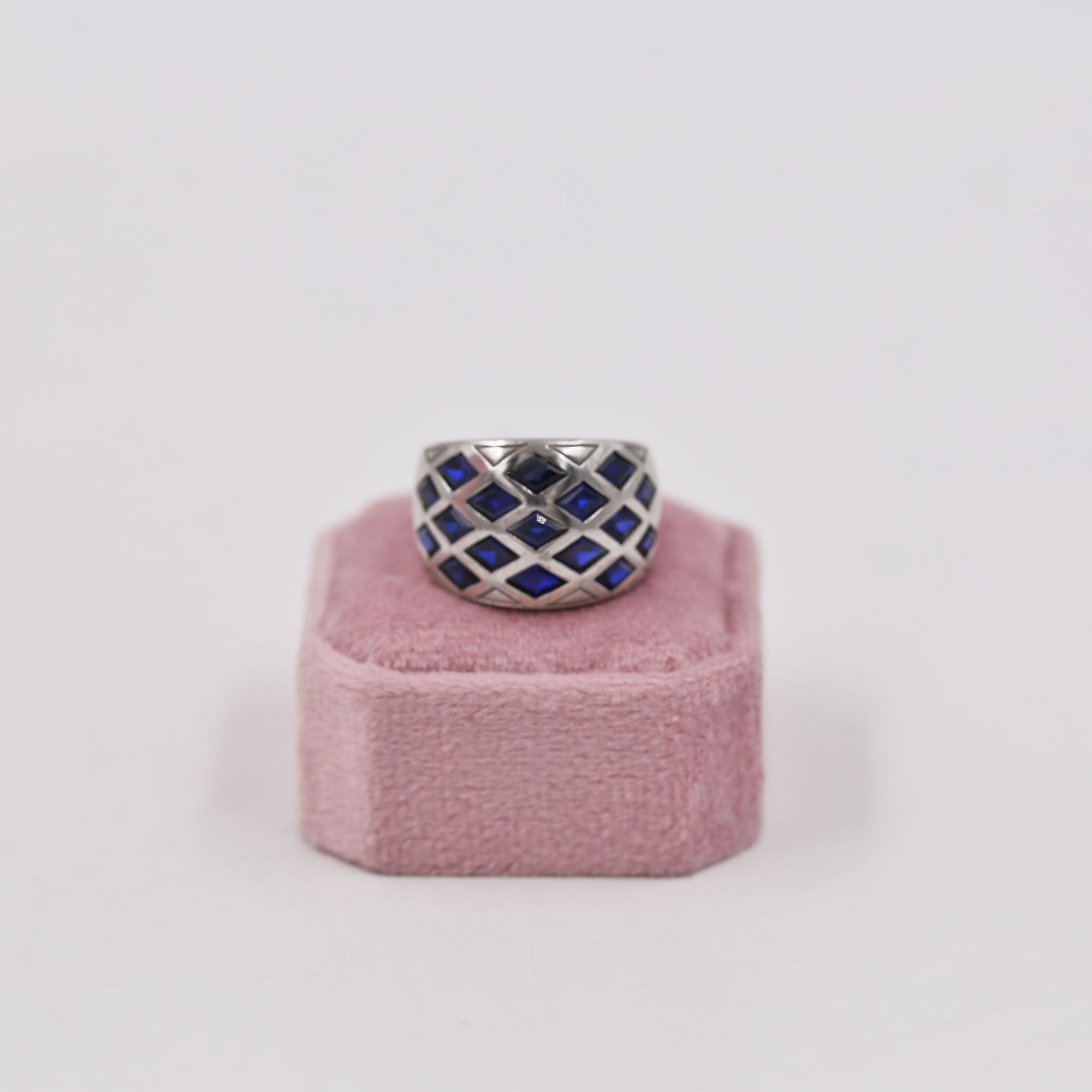 Silver blue bold ring