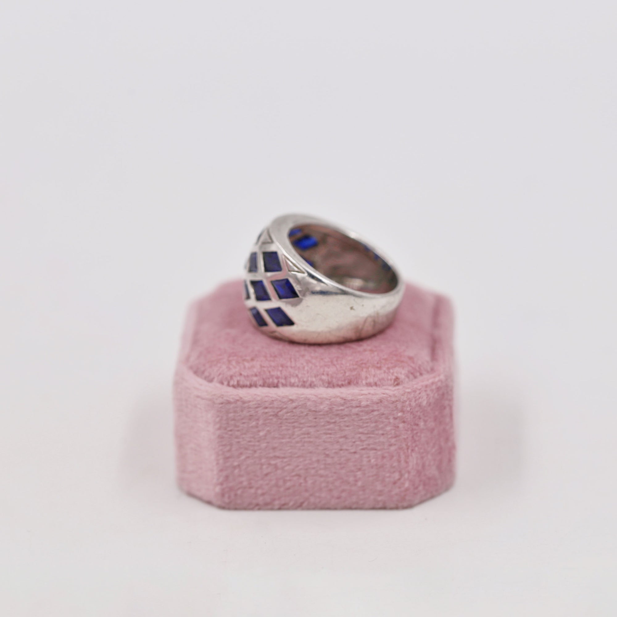 Silver blue bold ring