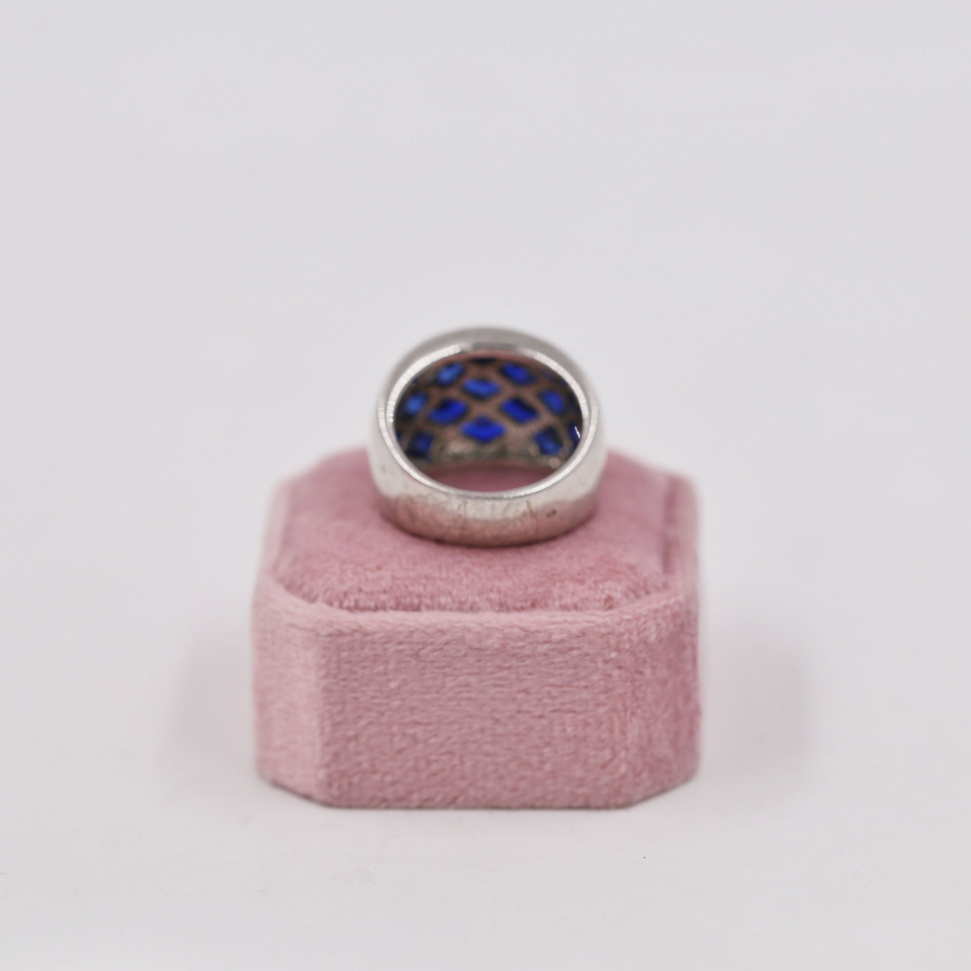 Silver blue bold ring