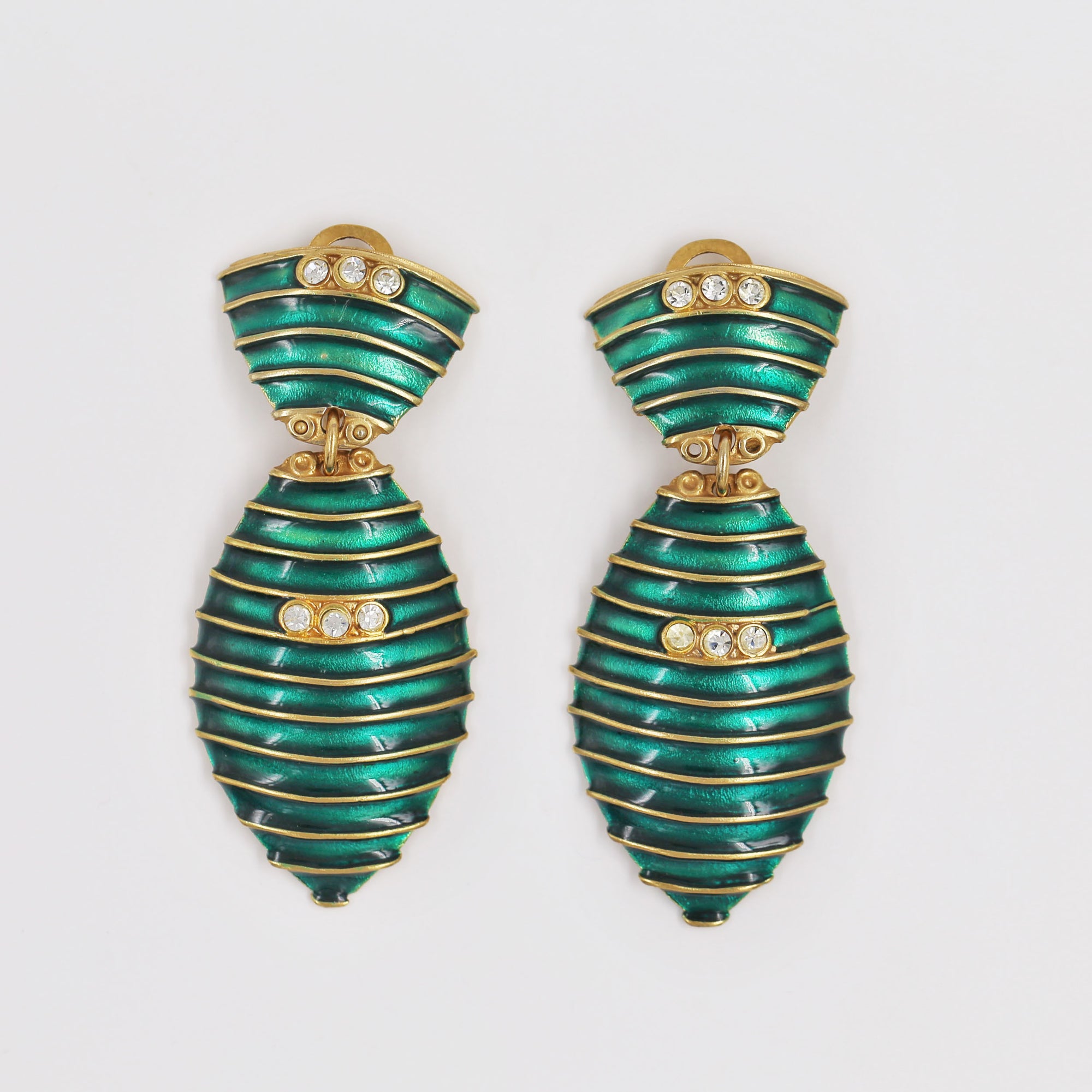 Art deco style green and golden clip