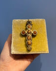 Artistic handmade brown and golden cross pendant