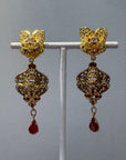 « Villani » openwork golden and red dangly clips