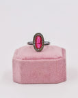 Pink marcassites silver ring