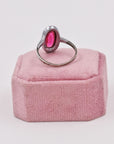 Pink marcassites silver ring