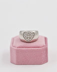 Maximalist silver heart ring