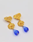 "Yves Saint Laurent - Rive gauche" blue pendant flowery clip earrings