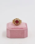 Gold-plated and synthetic ruby signet ring