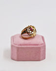 Gold-plated and synthetic ruby signet ring