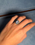 Antique silver and blue topaz solitaire ring
