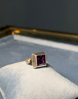 Architectural Silver Ring with Square Amethyst
