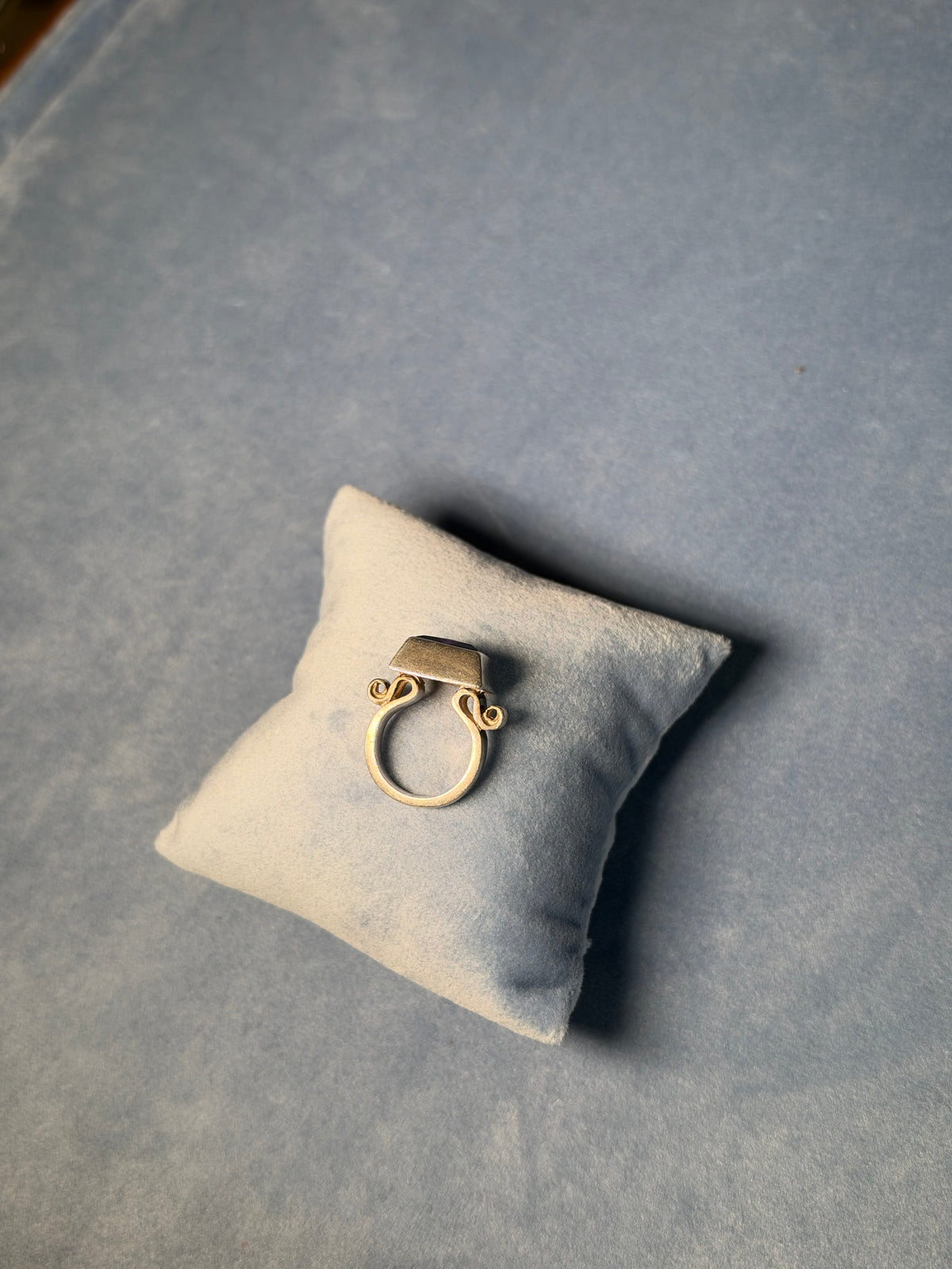 Architectural Silver Ring with Square Amethyst