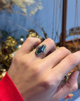 Art Deco Marquise Ring in Silver, Hematite and Marcasite