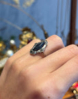 Art Deco Marquise Ring in Silver, Hematite and Marcasite