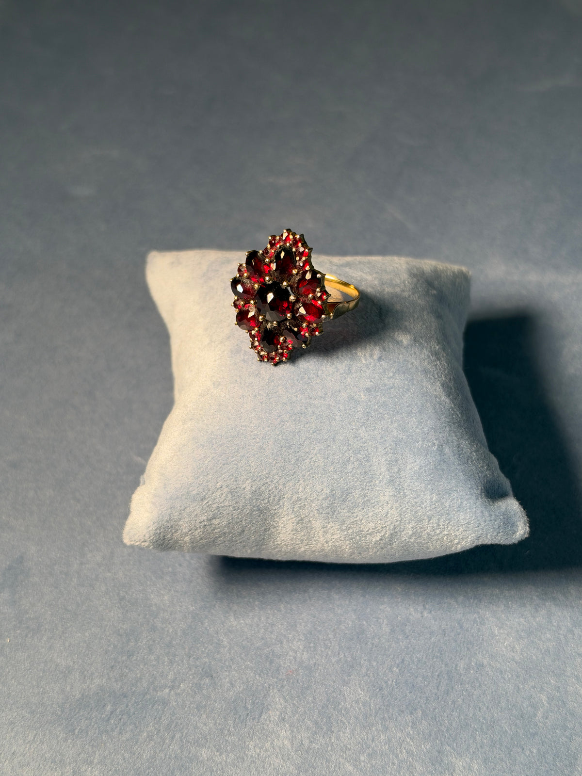 Bohemian Garnet Marquise Ring, Gold-Plated Silver