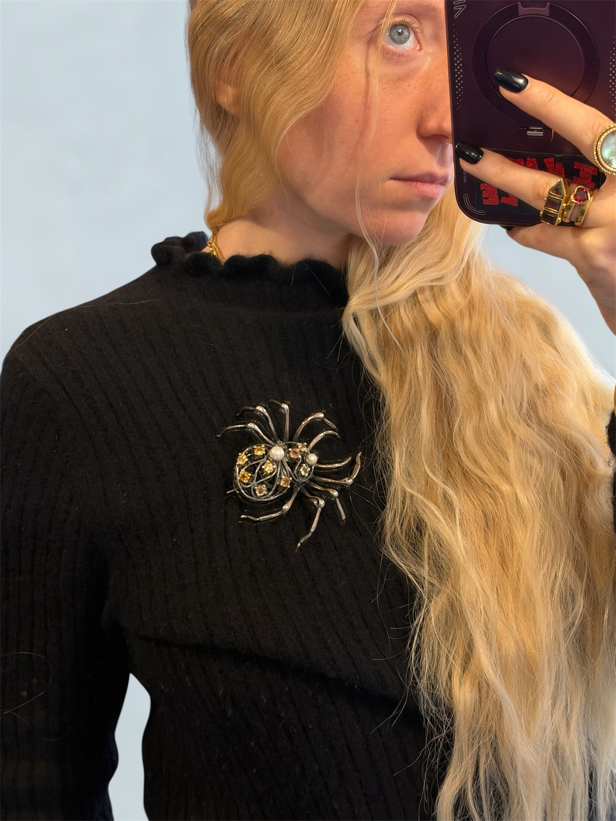 Bruno Da Rocha Spider Brooch, Silver and Citrines, 1980s