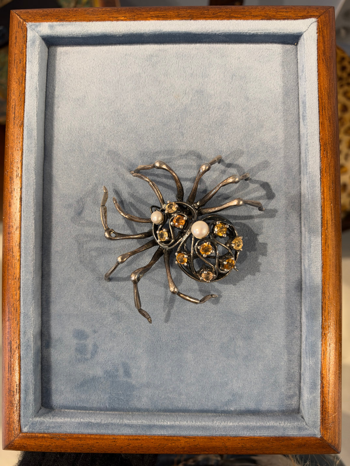 Bruno Da Rocha Spider Brooch, Silver and Citrines, 1980s