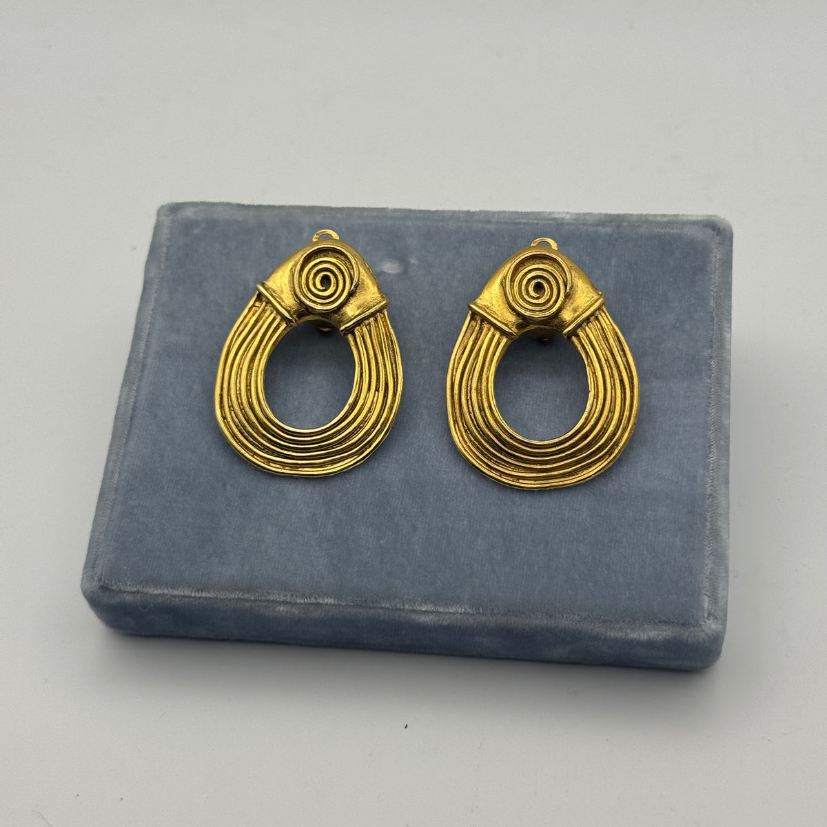 Céline T Saxe Spiral Clip-On Earrings, 1980s