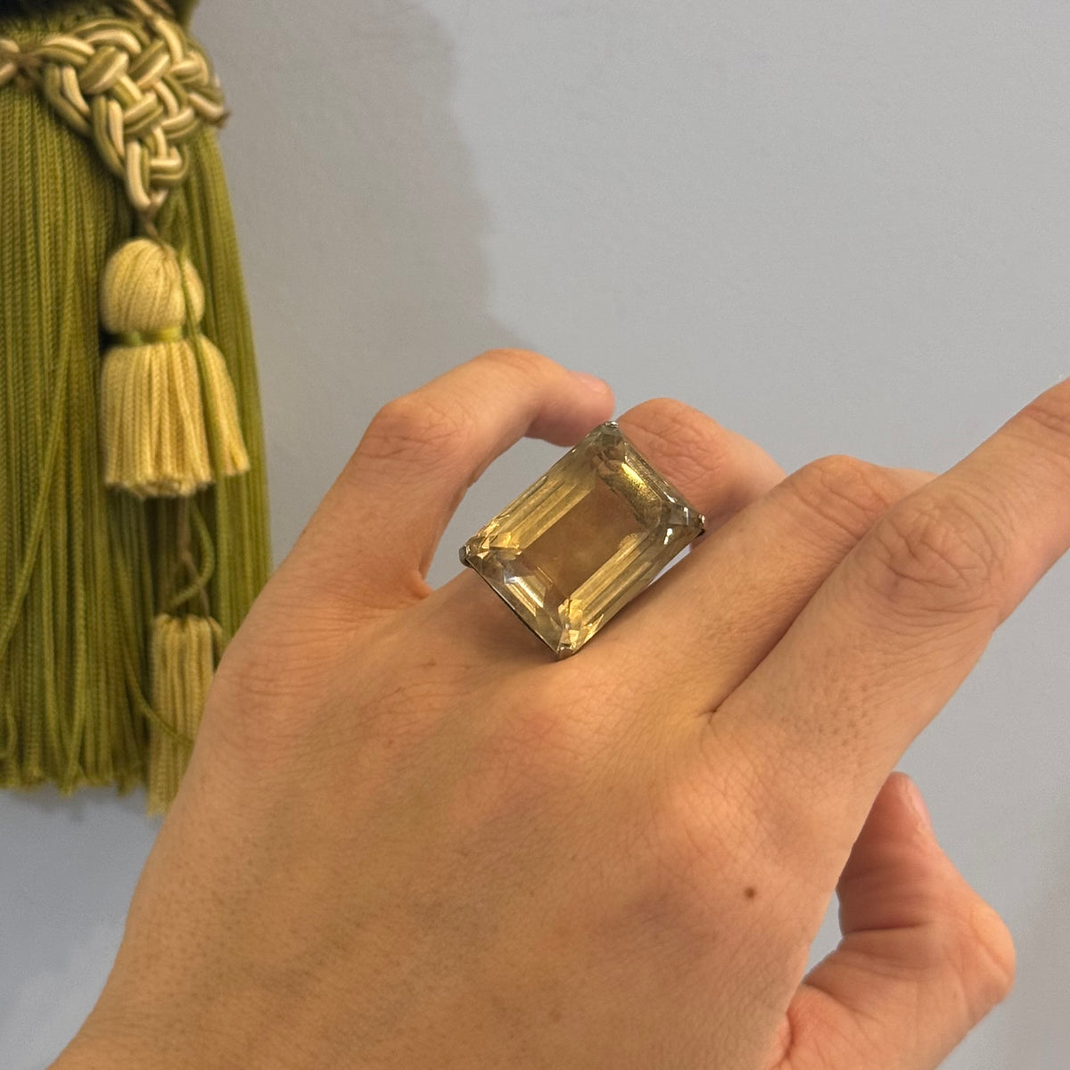 Citrine Statement Solitaire Ring in Silver