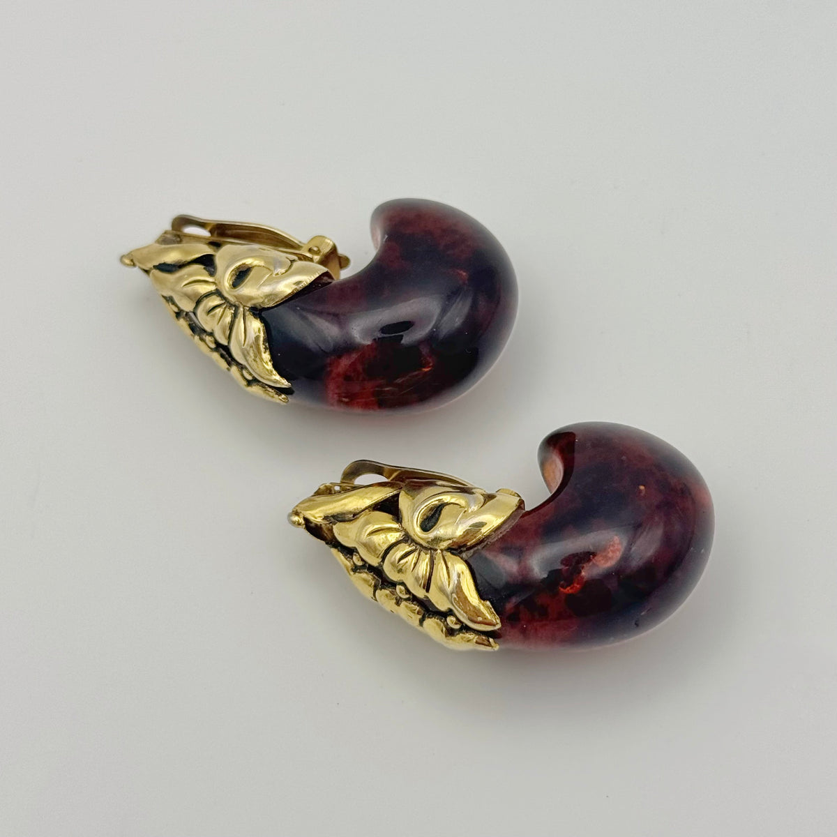 Couture Style Resin Hoop Clip-On Earrings