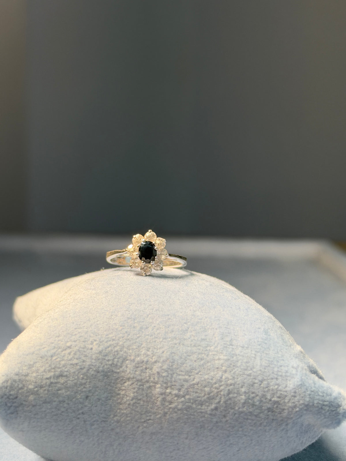 Daisy Cluster Ring in Silver and Sapphire
