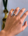 Daisy synthetic sapphire silver thin ring