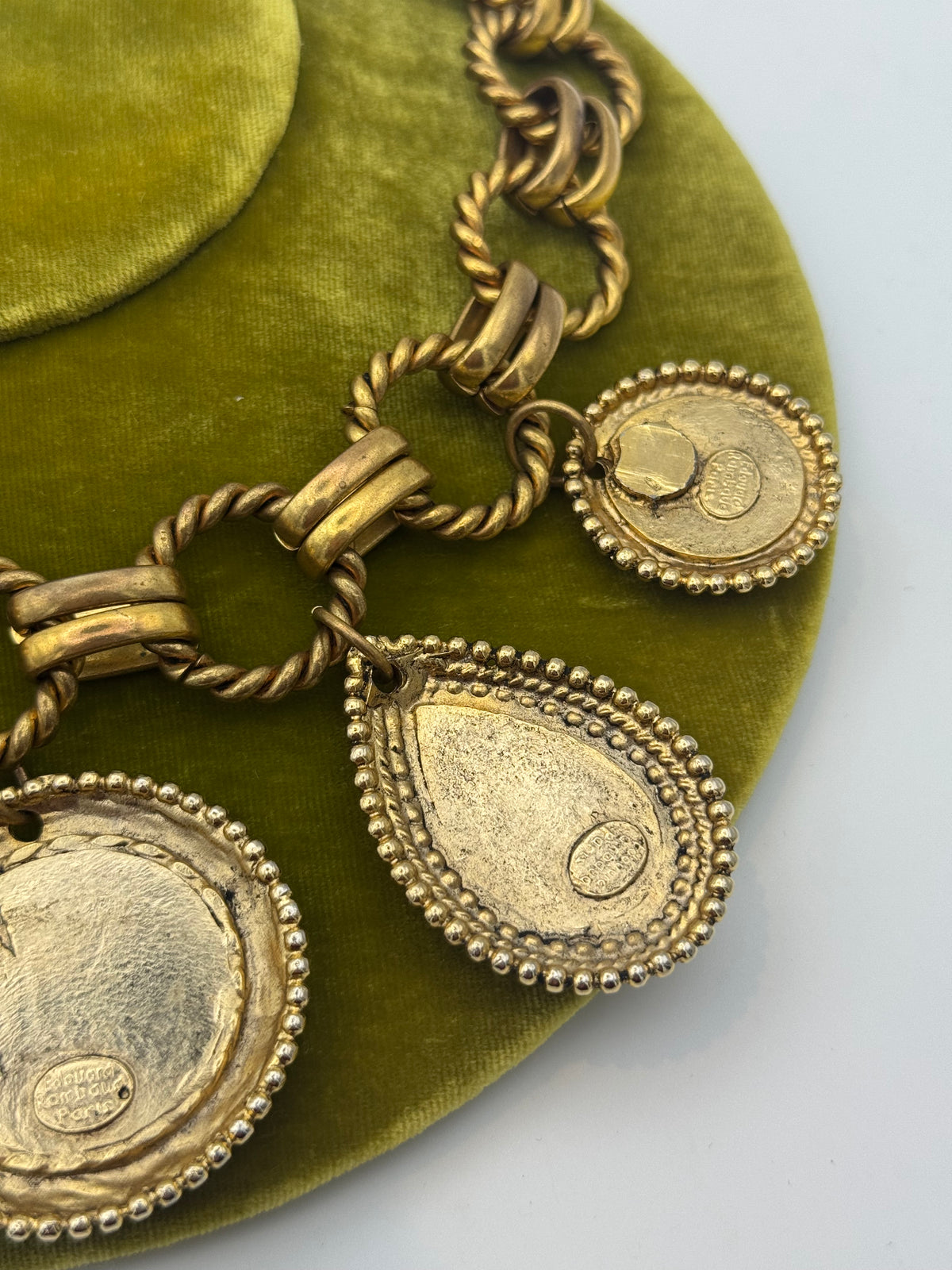 Edouard Rambaud 1980s Gold-Tone and Wood Charm Necklace