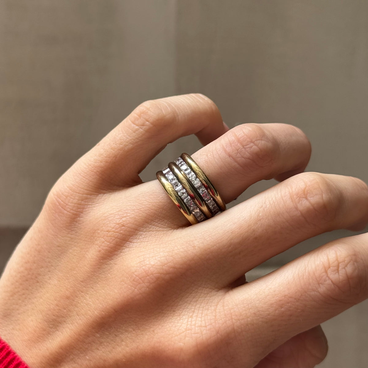 Gold-Plated chunky Ring with Spinel, 1970s