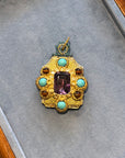 Handmade resin pendant with vintage amethyst stone