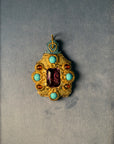 Handmade resin pendant with vintage amethyst stone