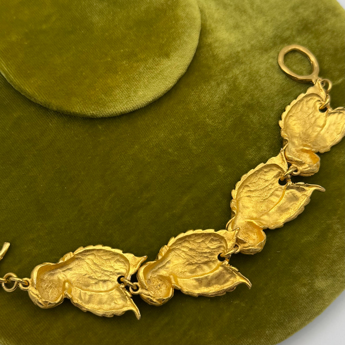 Il était une fois Golden Roses and Leaves Bracelet, 1980s