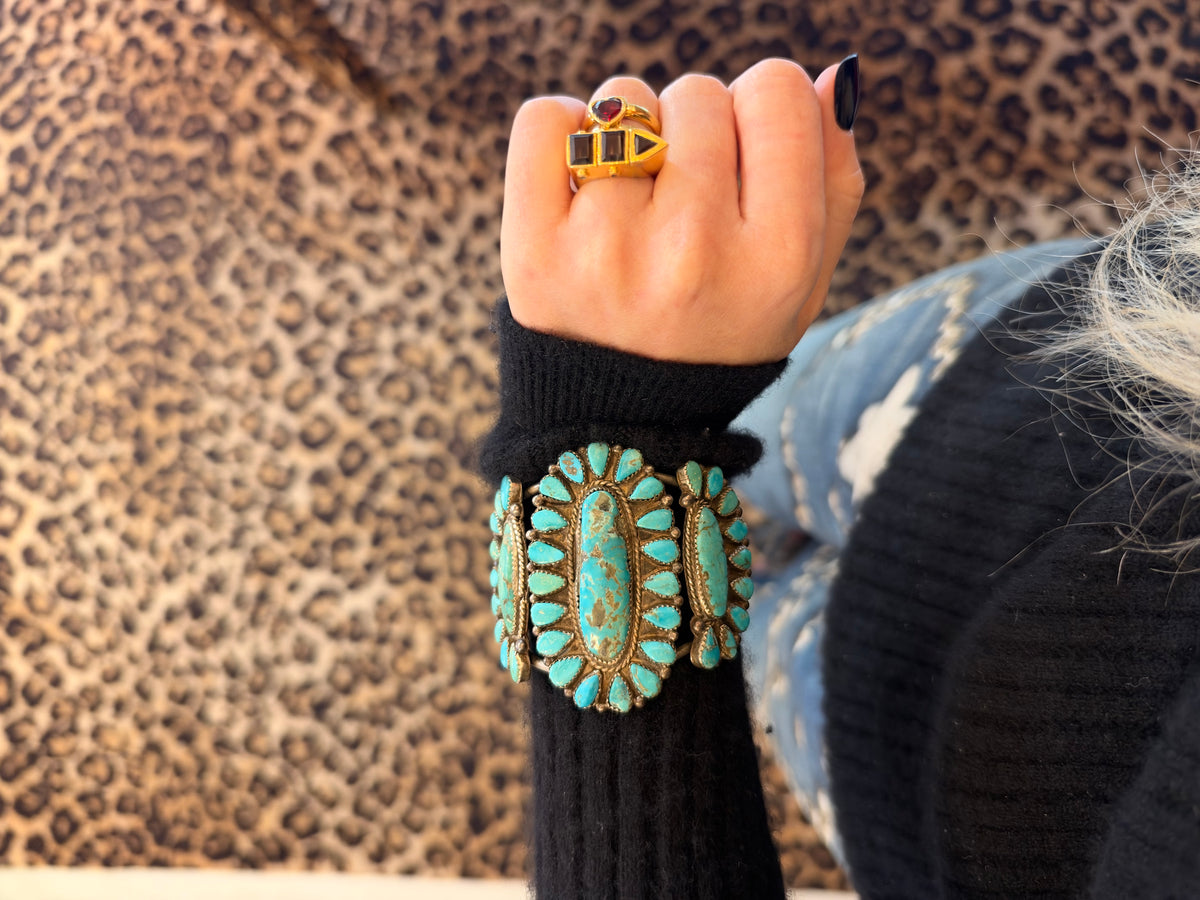 Navajo Cluster Cuff in Silver and Turquoises