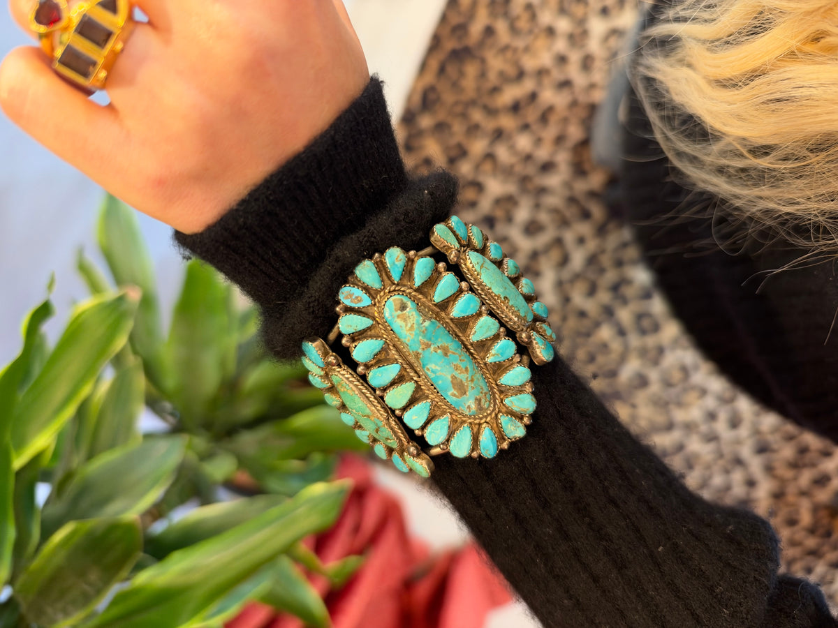 Navajo Cluster Cuff in Silver and Turquoises