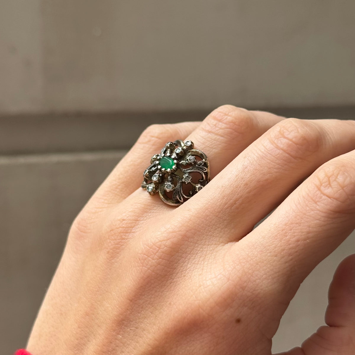 Openwork Romantic Ring, Silver and Gold-Plated, Late 19th Century