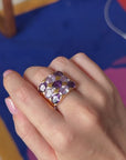 Purple and gold-plated statement ring