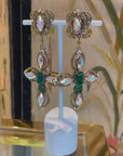 Green openwork dangly cross clips