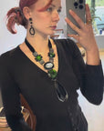 “Appartement à louer” green statement ribbon necklace
