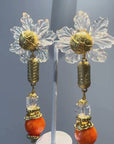 Upcycled floral orange dangly clips