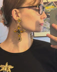 Rare orange openwork dangly earrings