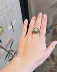 Green tourmaline gold-plated ring