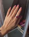 Pink marcassites silver ring