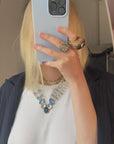 Blue and transparent glass necklace