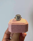 Gold-plated shiny aquamarine signet ring