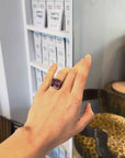 Square amethyst silver ring