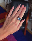 Silver signet ring with a blue spinel